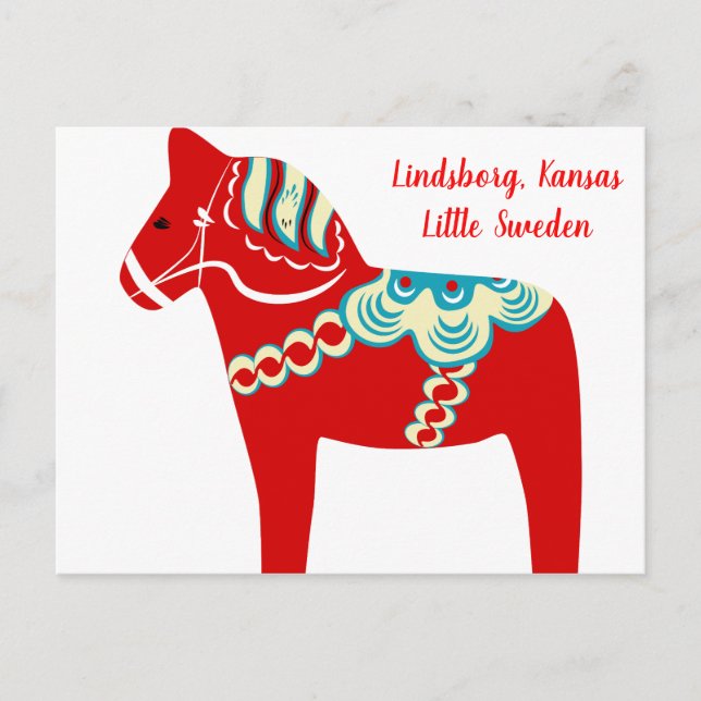 Lindsborg, Kansas Red Dala Horse Postcard Postkarte (Vorderseite)