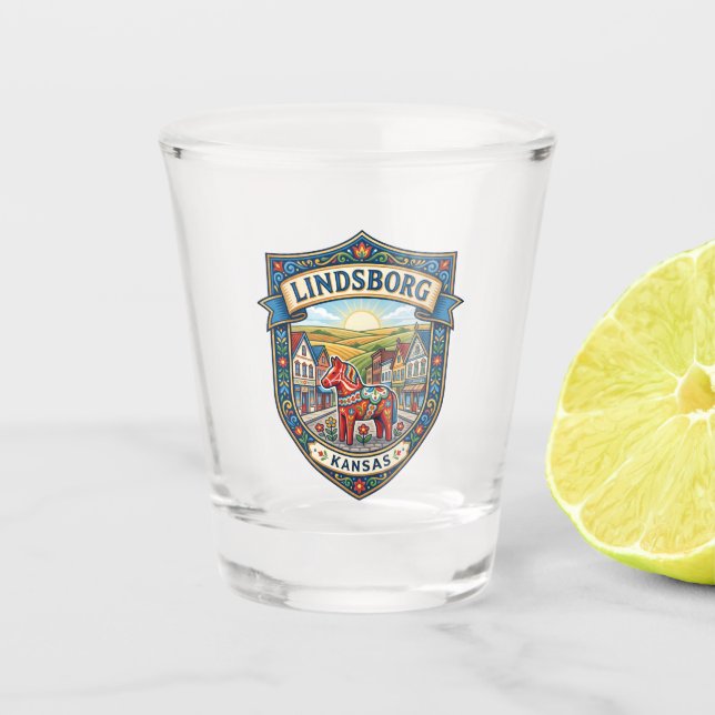 Lindsborg Kansas Schnapsglas (Vorderseite)