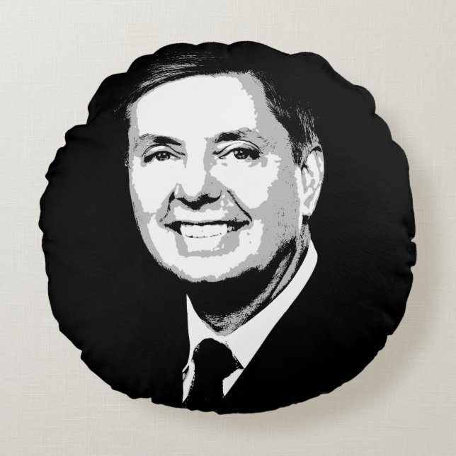 Lindsey Graham stellen gegenüber Rundes Kissen (Vorderseite)