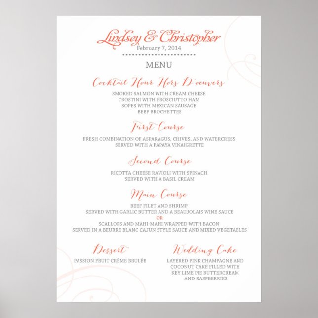 Lindseys Menu Poster (Vorne)