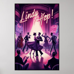 Lindy Hop Poster vintage de la salle de danse