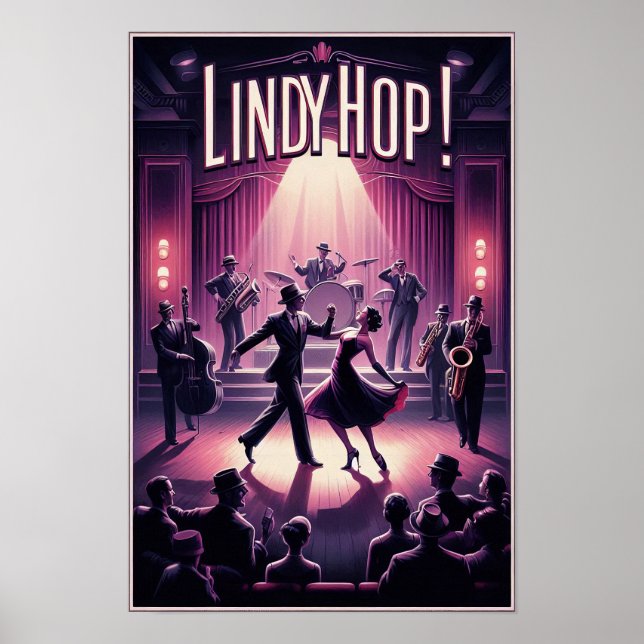 Lindy Hop Tance Hall Vintage Poster (Vorne)