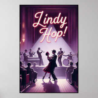 Lindy Hop Tance Hall Vintage Poster