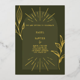 Line Art Arch Botanic Green Folieneinladung