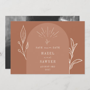 Line Art Arch Script Wüste Terracotta Foto Save The Date