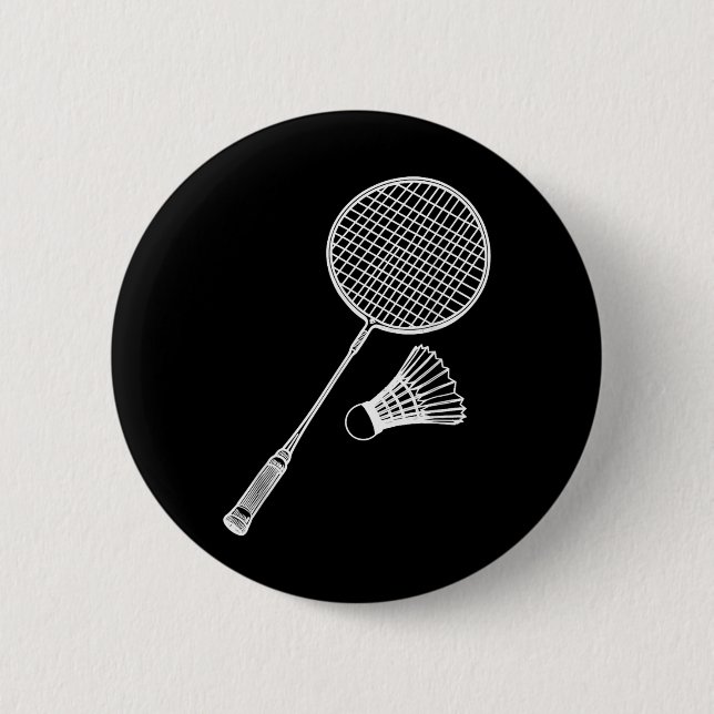 Line Art Badminton Player Shuttle BadminToner Button (Vorderseite)