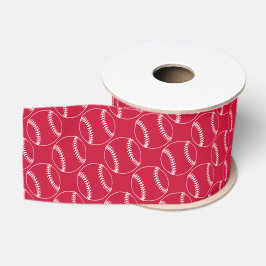Line Art Baseballs, Red Grosgrain Ribbon Ripsband