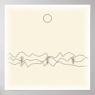 Line-Art-Berge - Minimalistischer Einzeiliger Druc Poster