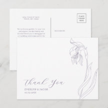 Line Art Blume Lavender Danke Postcard