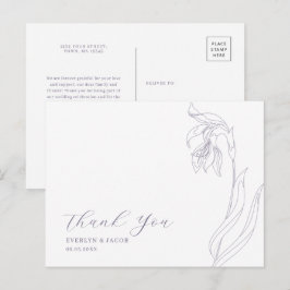 Line Art Blume Lavender Danke Postcard Einladungspostkarte