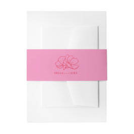 Line Art Blume Rosa + Rote Hochzeit Einladungsbanderole