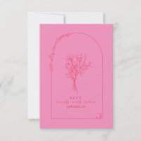 Line Art Bouquet Arch rose rouge mariage RSVP