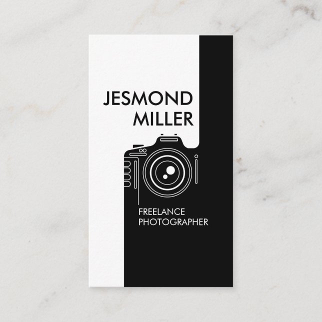 Line Art Camera Fotograf Business Card Visitenkarte (Vorderseite)