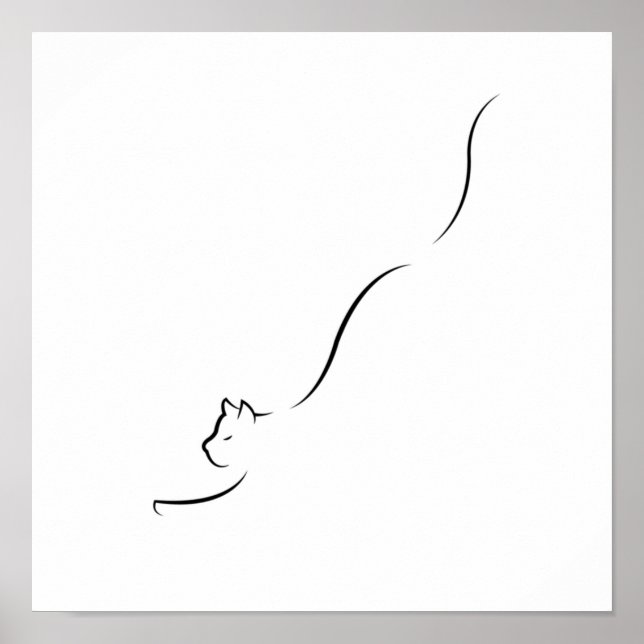 Line Art Cat Line zeichnend Katze minimalistisch Poster (Vorne)