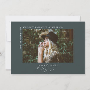 Line Art Dark Emerald Abschluss Horizontal Foto Ankündigung