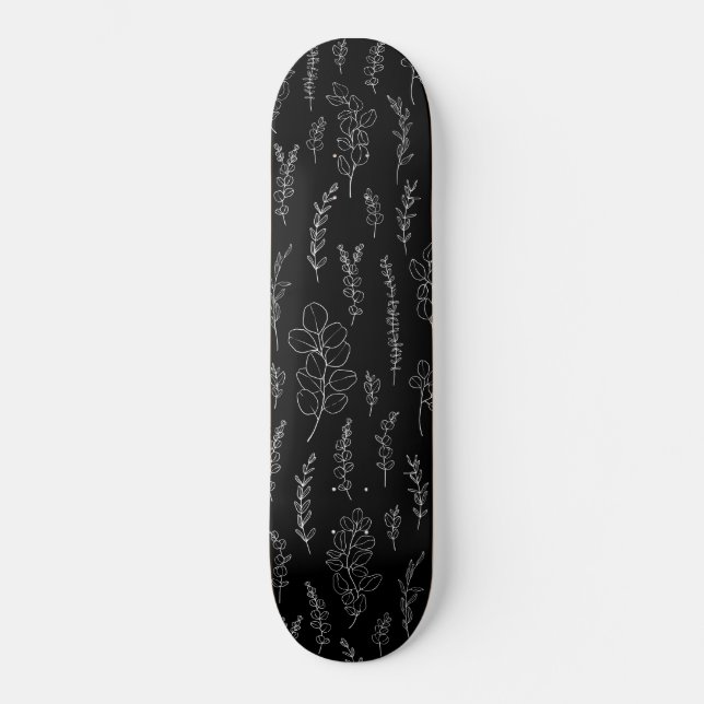 Line Art Eucalyptus Pattern Skateboard (Vorderseite)