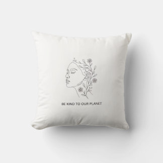 Line Art Face Botanical Be Kind Eco Friendly Kissen