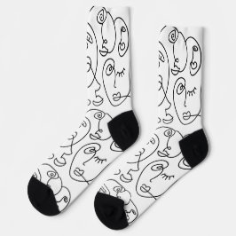 Line Art Face Geometrie abstrakt minimale moderne Socken