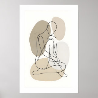 Line Art Figure Print Single Contour Drawing Poster