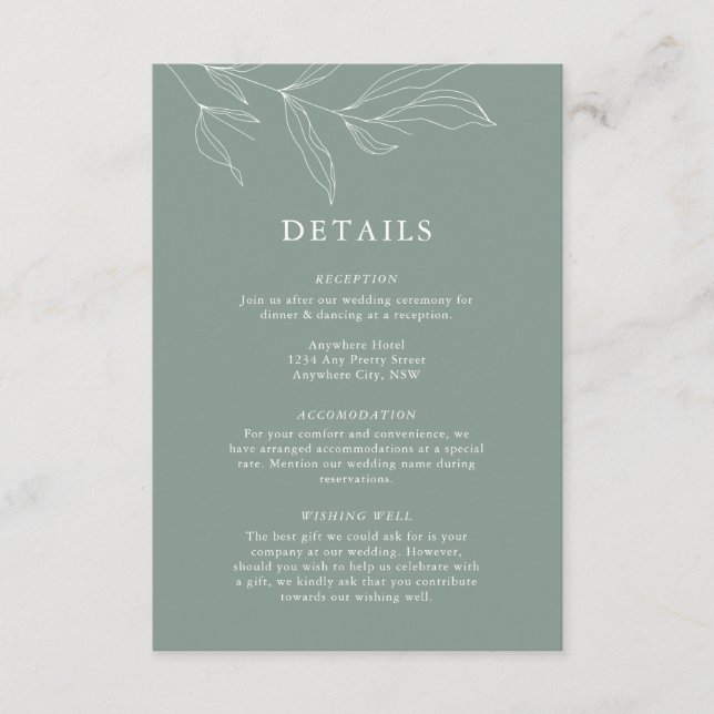 Line Art Foliage Détails Feuilles Carte de boîtier (Devant)