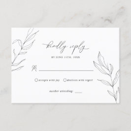 Line Art Foliage Leaf RSVP-Karte Begleitkarte