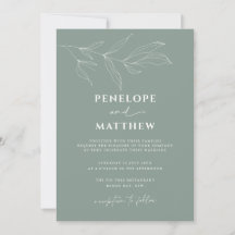 Line Art Foliage Leaf Sage Hochzeit Einladung