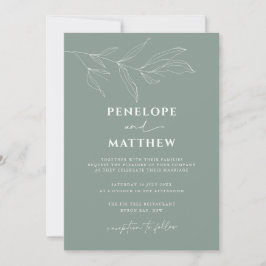Line Art Foliage Leaf Sage Hochzeit Einladung