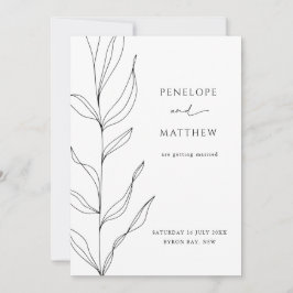 Line Art Foliage Leaf Save the Date Einladung