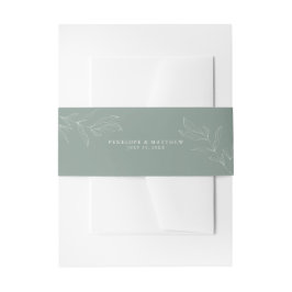 Line Art Foliage Sage Einladung Bauchband Einladungsbanderole