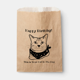 LIne Art Funny Cat 3 in der Tasche Personalisiert Geschenktütchen