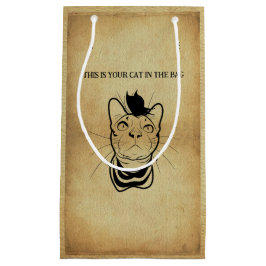 LIne Art Funny Cat In der Tasche Personalisiert Kleine Geschenktüte