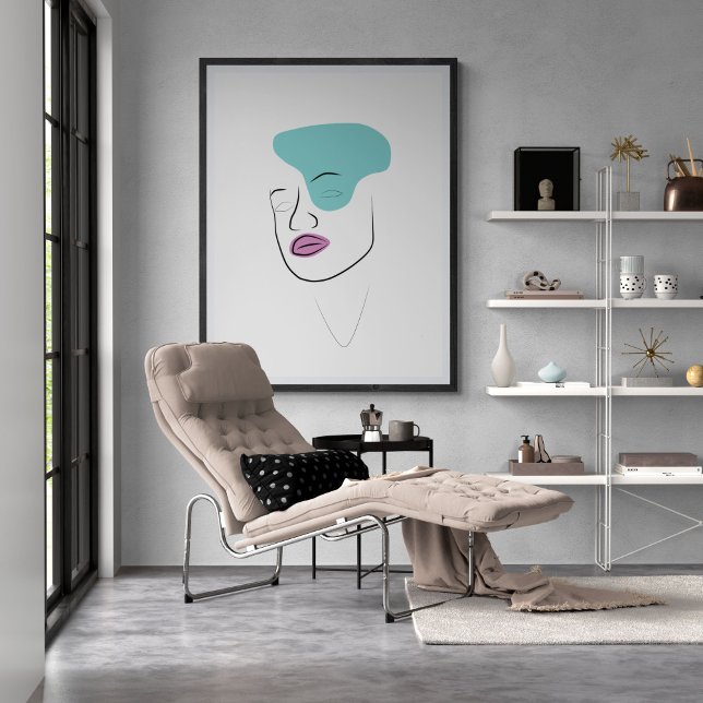 Line Art Girl mit minimalistischer abstrakter Ober Poster (Von Creator hochgeladen)