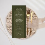 Line Art Green Botanical Wedding Menükarte<br><div class="desc">Linienkunst entwirft mit grünem Bogen und weißem Text.</div>