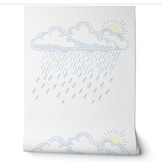 Line Art Illustration of Rain and Sunshine Tapete