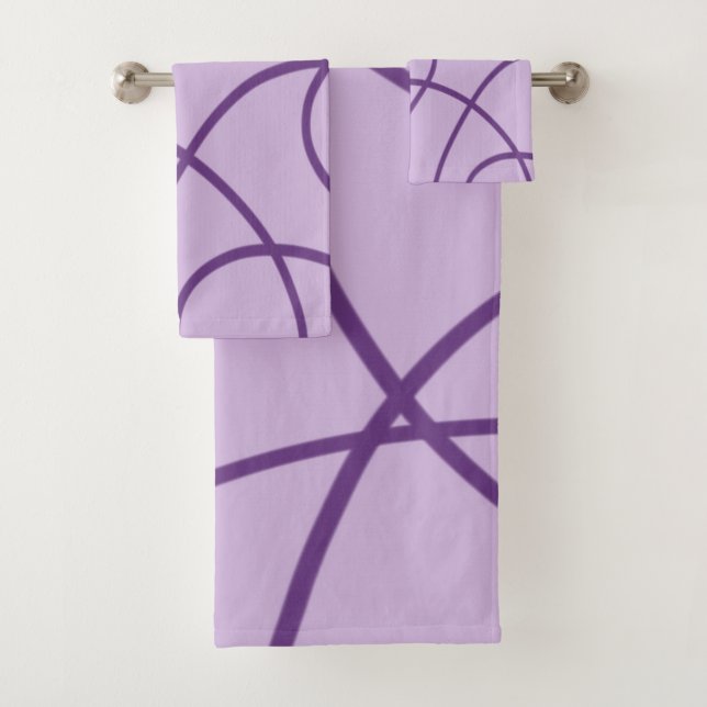 Line Art in Lila Badhandtuch Set (Insitu)