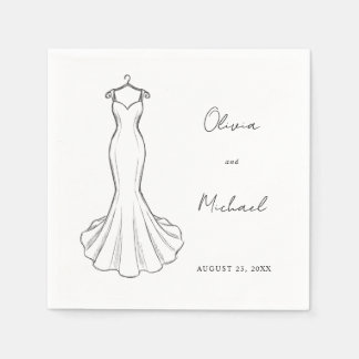 Line Art Minimalistische Hochzeitsservietten Serviette