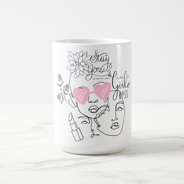 Line Art mit Quotes-Tasse Kaffeetasse (Mittel)