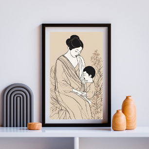 Line Art Motherhood Print Poster
