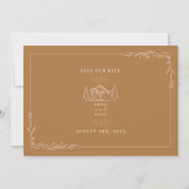 Line Art Mountains Hochzeit Goldenrod Save the Dat Save The Date (Vorderseite)