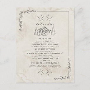 Line Art Mountains Wasserfarbene Hochzeiten Detail Begleitkarte