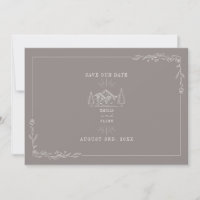 Line Art Mountains Wedding Amethyst