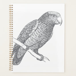 Line Art of Parrot (Gray) Fine Art Planer