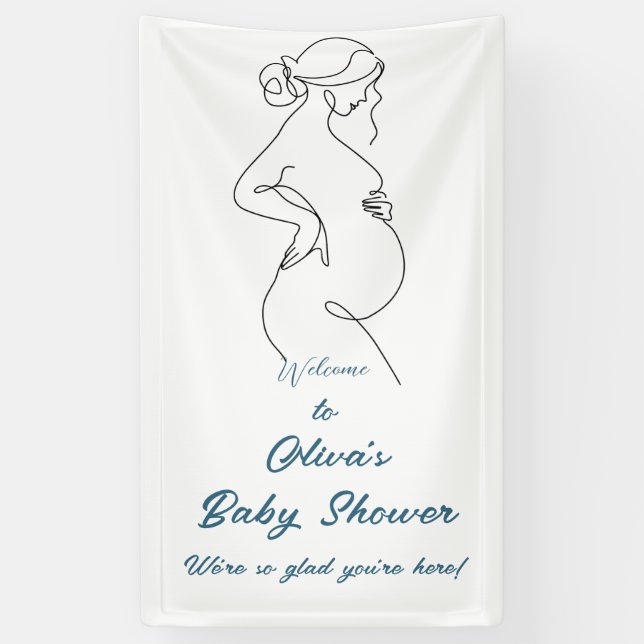 Line Art Pregnancy Minimalistisch Baby Showbanner Banner (Vertikal)