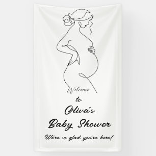 Line Art Pregnancy Minimalistisch Baby Showbanner Banner