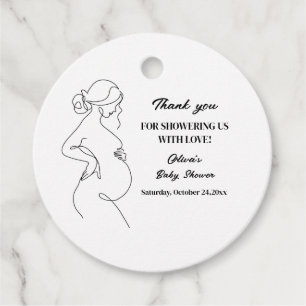 Line Art Pregnancy Minimalistisch Favor Tag Geschenkanhänger