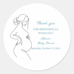 Line Art Pregnancy Minimalistisch Runder Aufkleber
