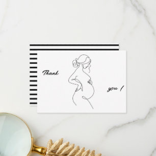 Line Art Pregnancy Minimalistisch Vielen Dank Flat Dankeskarte