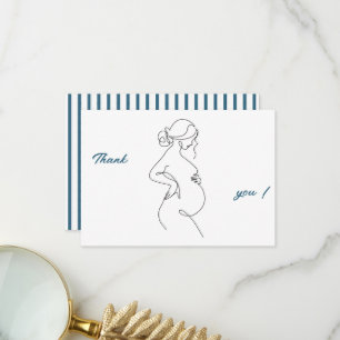 Line Art Pregnancy Minimalistisch Vielen Dank Flat Dankeskarte