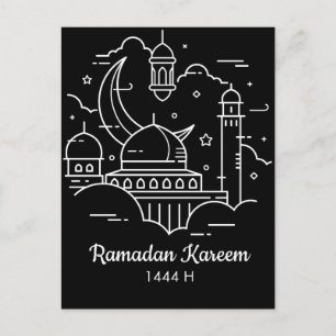 Line Art Ramadan Kareem - Carte postale EID Moubar