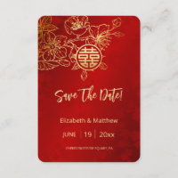 Line Art Red Chinese Wedding Enregistrer La Carte